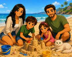 Family at the beach