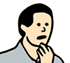Rub the chin, thinking